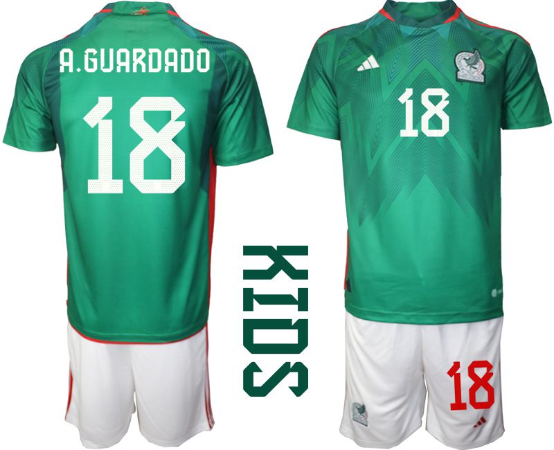 Youth 2022 World Cup National Team Mexico home green #18 Soccer Jersey